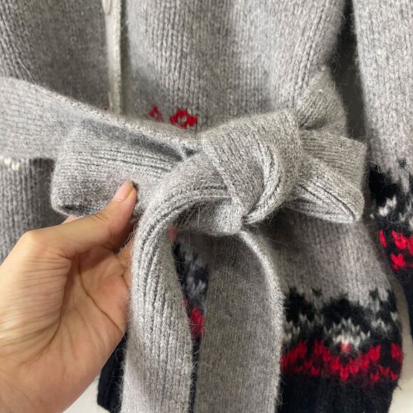 GREATPLAINS Lambswool Angora Fair Isle Snowflakes Cardigan in Multi Size L - Picture 8 of 15